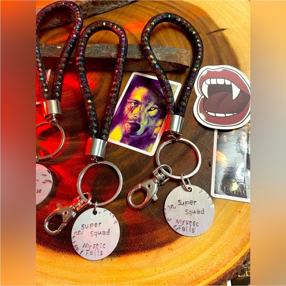 Super squad/Family above all TVD inspired custom jewelry keychain iridescent bds